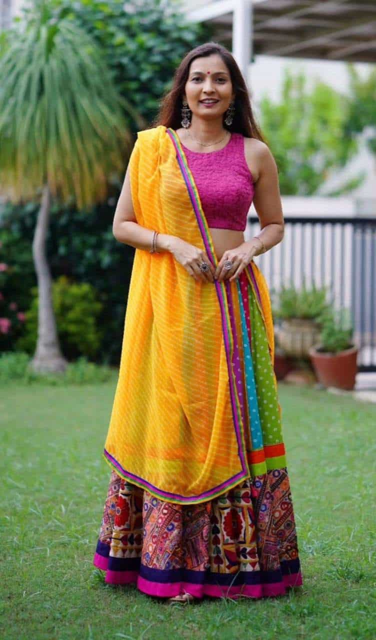 Printed Muslin Cotton Lehenga Set with Dupatta