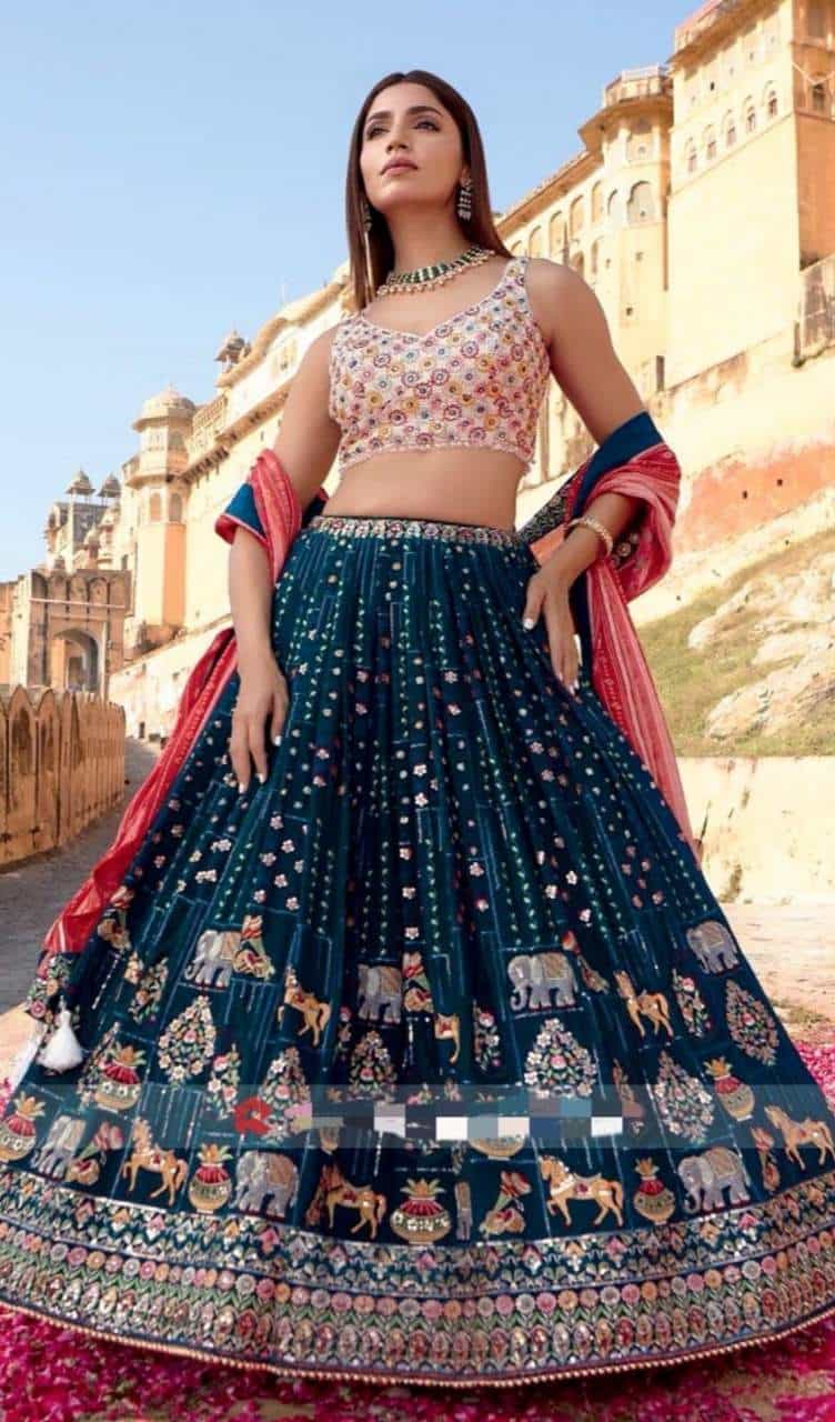 Faux Georgette Embroidered Lehenga Choli