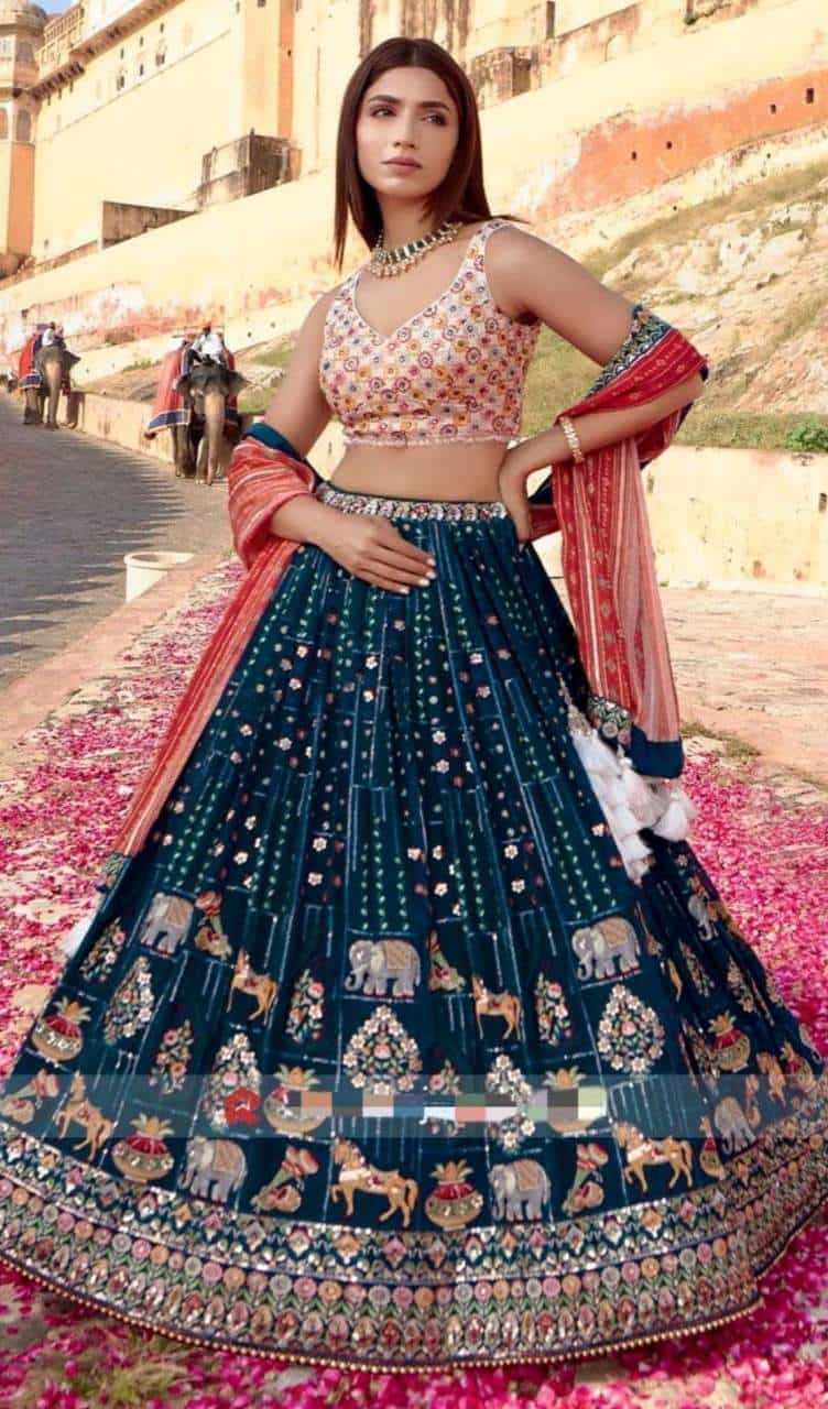 Semi Stitched Lehenga with Heavy Embroidery