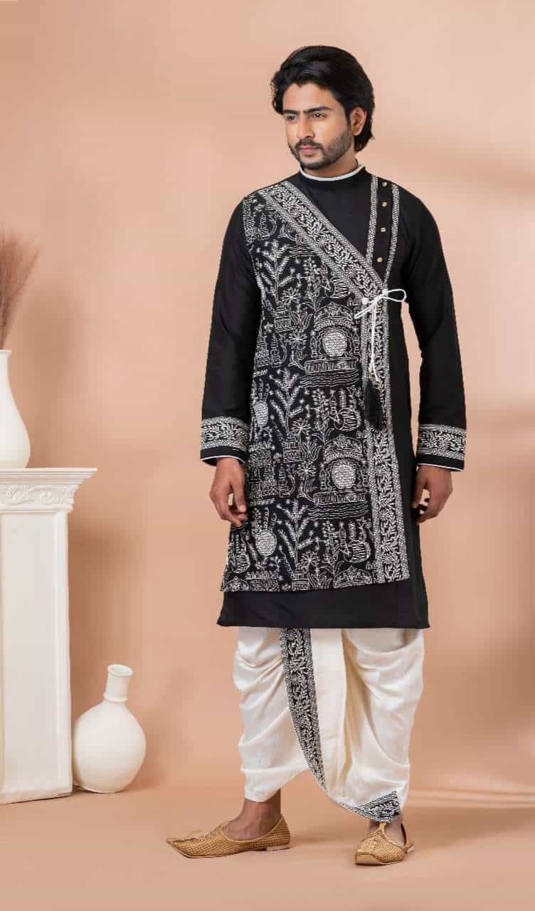 Men’s Embroidered Viscose Kurta Pajama Set