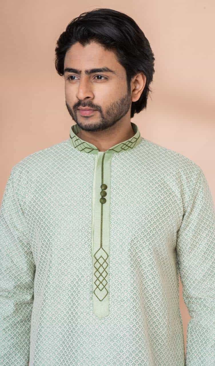 Luxury Silk Kurta with Embroidery for Men