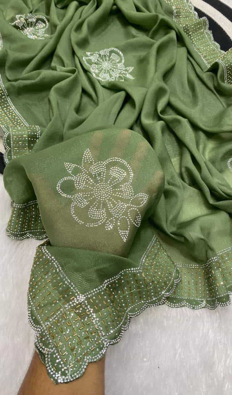 Georgette Saree with Sparkling Stone Buttas