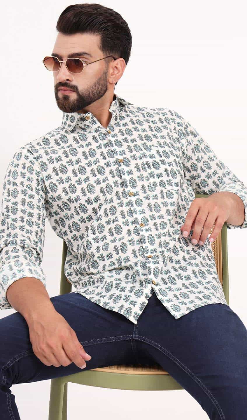 White Printed Shirt for Men