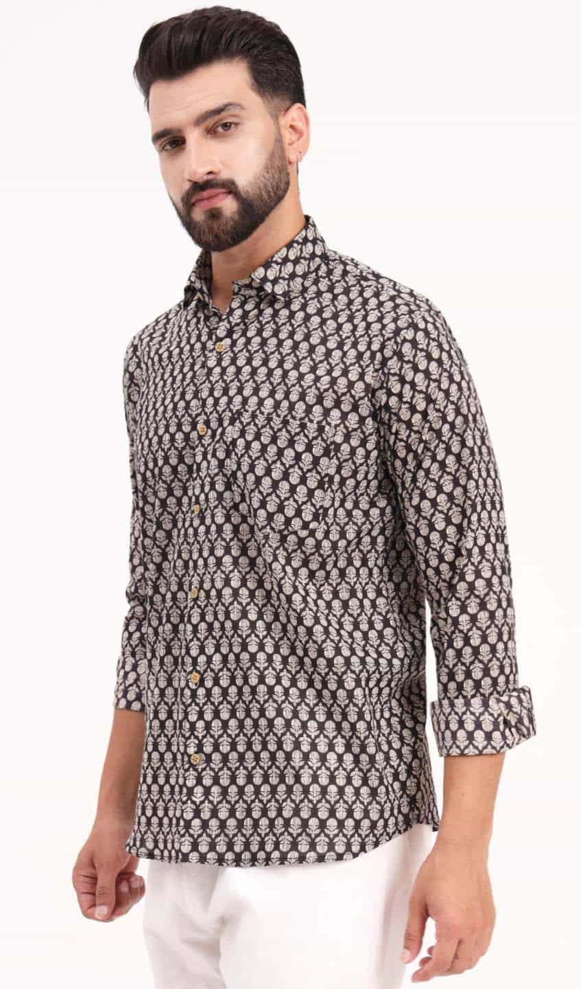 Black Cotton Shirt for Men