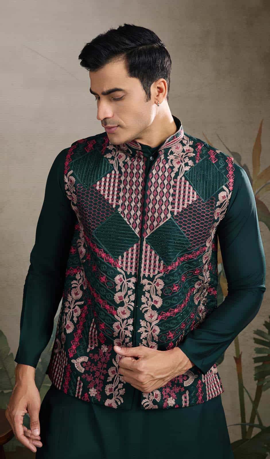 Men’s Silk Kurta with Matching Koti Jacket