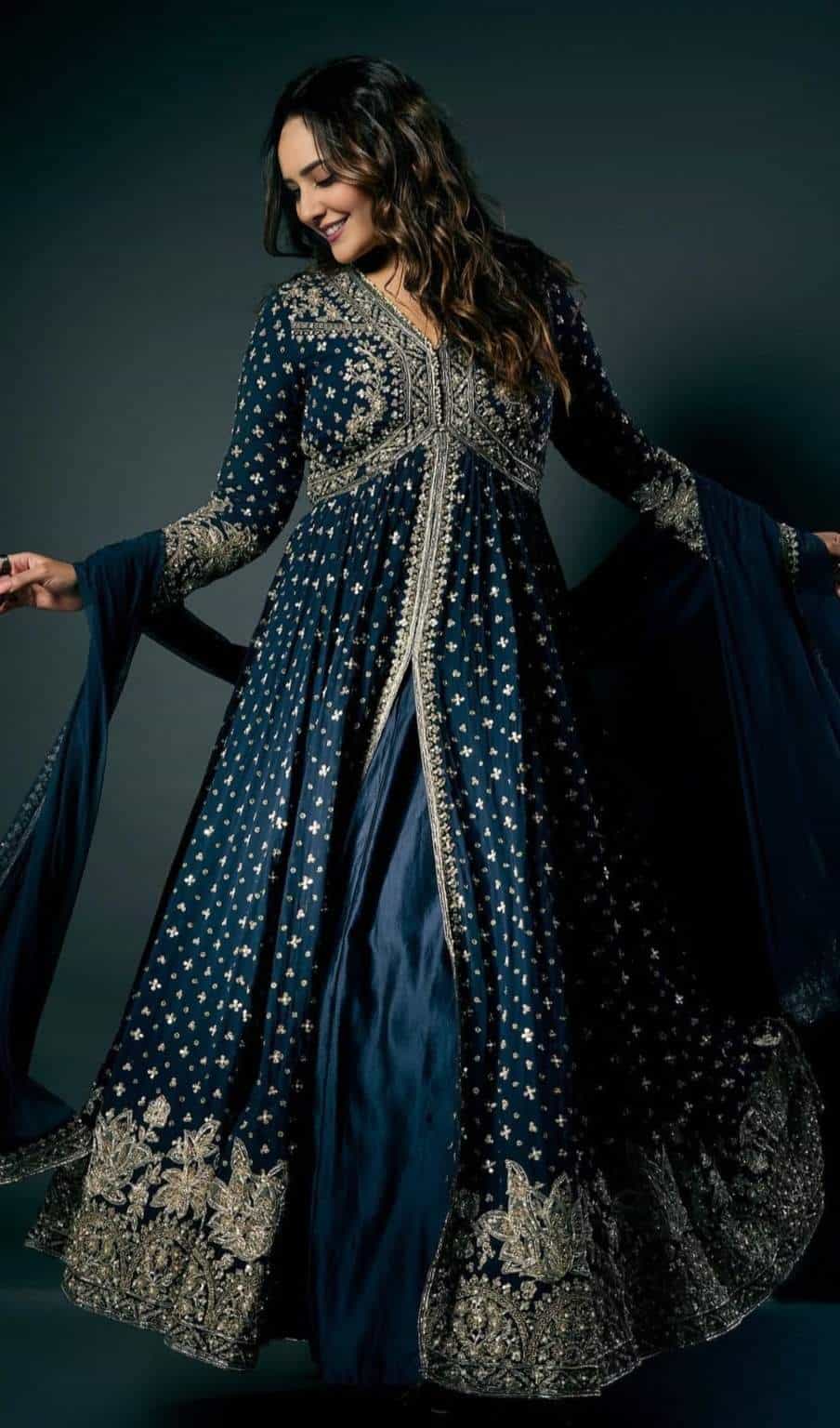 Navy blue faux georgette Suit