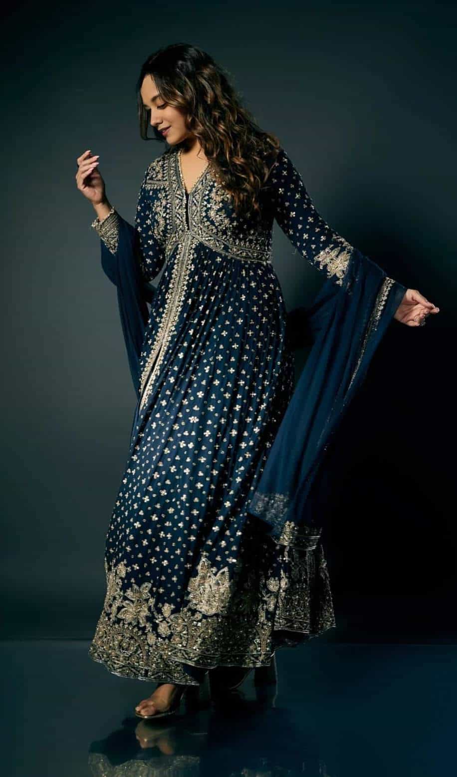 faux georgette with embroidery details suit